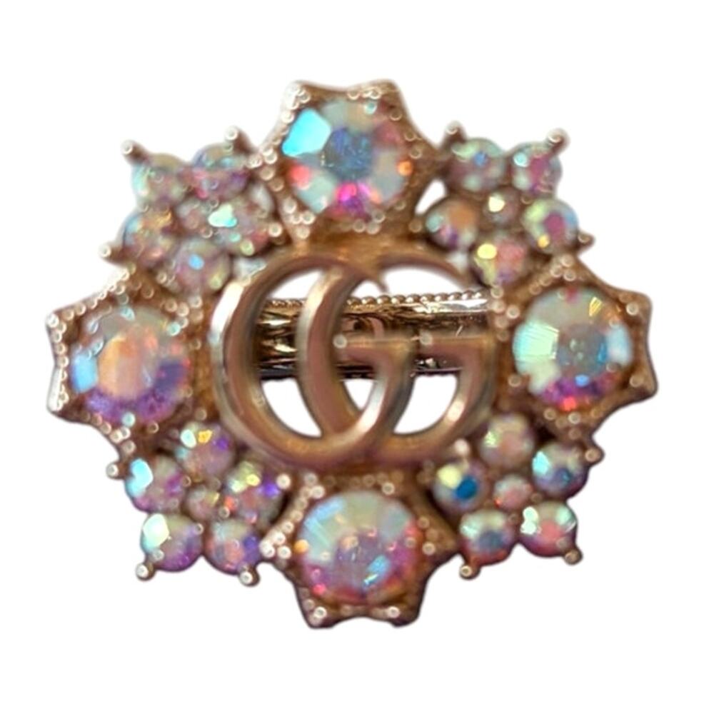 Gucci GG Marmont Crystal Flower Ring 753792 J1D50 8006 Size L NEW - Picture 9 of 15